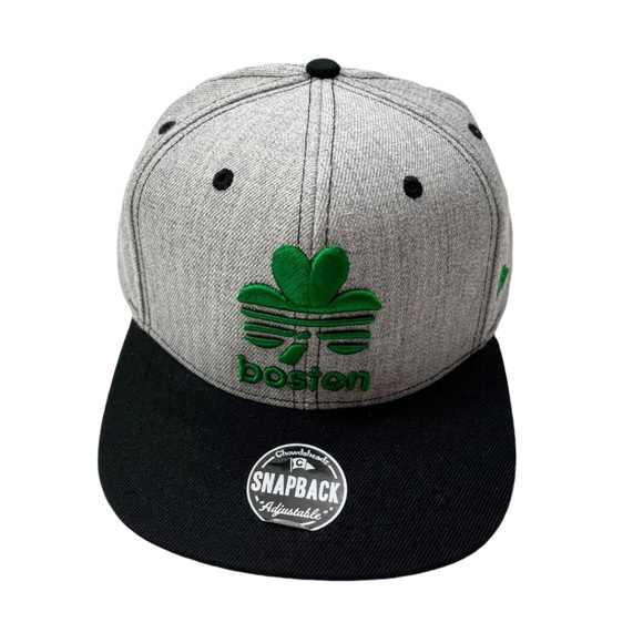 NWOT Boston Shamrock 3D Embroidered Flat Brim Hat Contrast Stitch Wool Blend - Picture 3 of 12